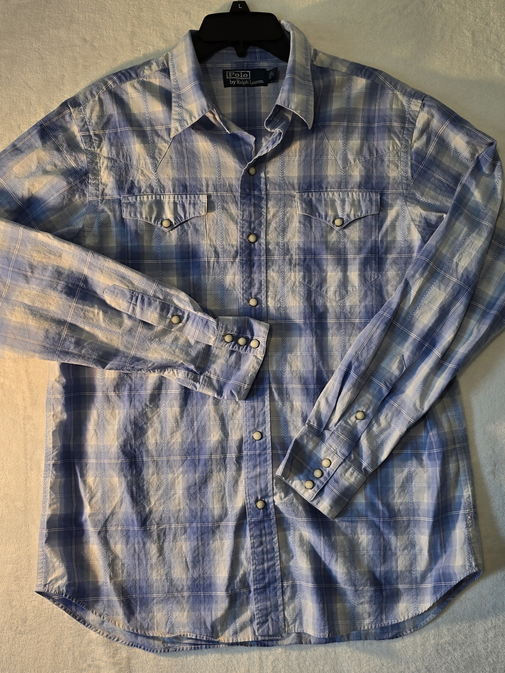 Vintage Polo Ralph Loren Western Pearl Snap Long Sleeve Shirt Mens Size L